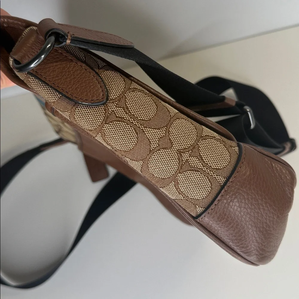 Coach C9366 Thompson Small map bag Jacquard varsity strip leather messenger - Picture 7 of 15